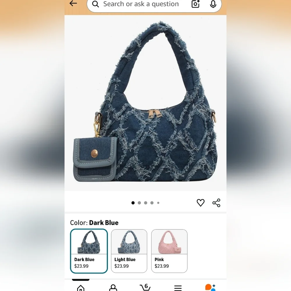 Distressed Blue Jean Shoulder Bag - Picture 9 of 9